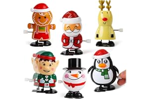 D&O Nature Products Jouets de Nöel à remonter Calendrier de l'Avent - 6 Crackers de Noël - Jouet Sauteur : Père Noël, Renne, Bonhomme de Neige, Pingouin, Lutin et Pain d’épices