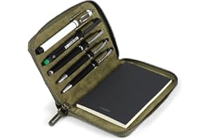 Londo Portapenne in Pelle: Organizer per Diario, Penna Stilografica e Matite, con Cerniera, 17x12x3cm - Verde