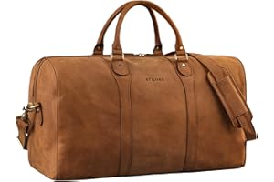 STILORD 'Vivaldo' Spacieux Sac de Voyage Cuir Vintage Sac Homme Bandouliere Élégant Sac de Sport Femme Travel Bag Grand Bagage à Main Cuir Véritable, Couleur:Tan - Marron - Scuro