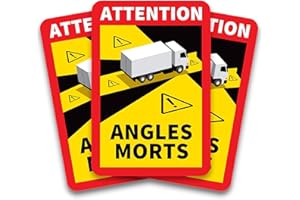 Autocollants Angles morts poids lourd officiel - Lots de 3 à 48 - GARANTIE 8 ANS - Anti-UV - Anti Rayure - Qualité prémium - Très haute résistance - Stickers Attention angle mort camion - 17 x 25 cm