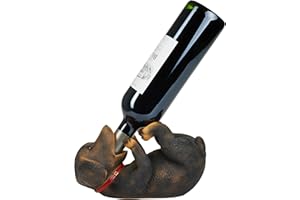 ‎BRUBAKER BRUBAKER Weinflaschenhalter durstiger Hund - Dackel - Flaschenhalter Trinkende Tiere - Dachshund Flaschenständer lustig - Deko Figur Handbemalt Barzubehör - Witzige Dekoration - Wein Geschenk