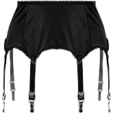 Womens Mesh Garter Belt High Waist Suspender Belt with Six Metal Clips for Women Stockings Lingerie