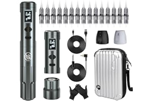 LIUMATE Wireless Permanent Makeup Machine with 2pcs Batteries 15pcs Cartridges Needles, Macchina permanente di trucco senza fili for Eyeliner Lip Eyebrow Miroblading Shading