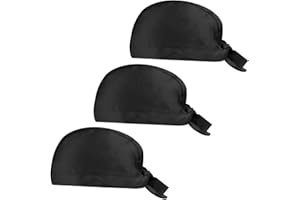 AOOTUERL Lot de 3 PCS Toque de Chef, Bandana Chef en Polycoton Ajustables, Chapeau de Travail Unisexe Idéal, pour Cuisine/Restaurant/Barbecue/Cafés/Hôtel et Supermarché(Noir)