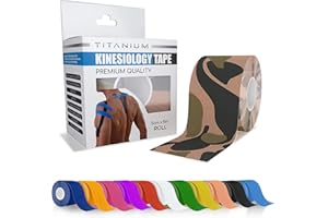 Titanium Sports Kinesiology Tape - 5m Roll of Elastic Water Resistant Tape for Support & Muscle Recovery - Quality Sports Tape