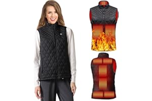 PINNKL Gilet Femme Chauffant Taille Ajustable Vestes USB 3 Niveaux de Chaleur avec 9 Zones de Chauffage pour Motocyclettes Camping