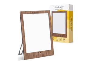 BrellaVio Tageslichtlampe 12.000 Lux - Mit Tasche - Lichttherapielampe gegen Winter Depression - LED Tageslicht Lampe für Zuhause - SAD Day Light Therapy Lamp - Simuliertes Sonnenlicht (Holzfarbe)