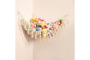 JONTELL Teddy Hammock Toy Storage Hammock for Stuffed Animals Soft Toy Storage Net Boho Macrame Toy Holder Teddy Bear Storage -Cream