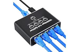 NEUTYPECHIC LAN Splitter 1 auf 4, 1000Mbps Gigabit Ethernet Splitter LAN Switch 4 Port, RJ45 Netzwerk-Switches mit Type-C für Computer, Laptop, Switch, Router, Netzwerksteckdose, TV-Box, et