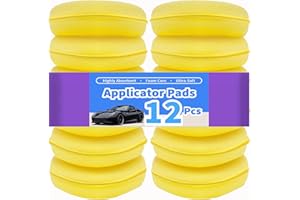 SUMWITUM Polish applicator pad,12 Pcs Car Polishing Pads,High Density Microfiber Soft Polishing Sponges, Round 4 inch for Car Wax Applicator Pad,Yellow (12 PCS Polishing Sponges)