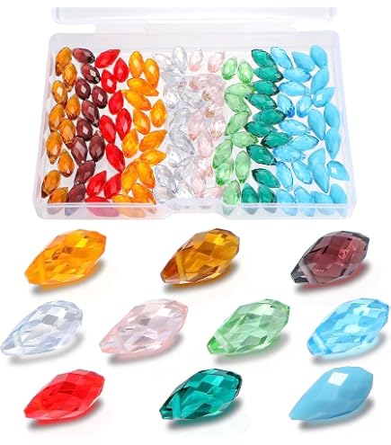 300Pcs Teardrop Glass Beads – 15 Colors, 12mm Faceted Crystal Beads For DIY Jewelry Making - View #7