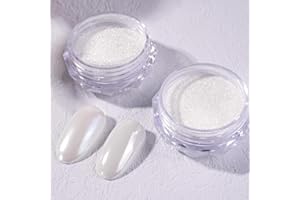 GZMAYUEN Błyszczący puder do paznokci wysoki połysk proszek do paznokci biały chrom Nail Powder brokat