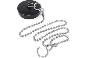 SMITH'S 2015 Smith’s® (48mm-50mm) Black Plug & Chain - Bathtub, Bathroom, & Kitchen Sink Plug | 48cm Strong Stainless Steel Ball Chain With S-Hooks | Comes Pre-Assembled