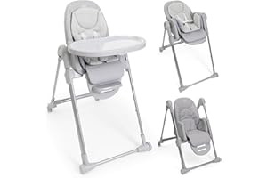 Chicco Polly Armonia Trona Evolutiva para Niños de 0 Meses hasta 40 kg, Trona 3en1, 9 Niveles de altura, 3 Posiciones de reclinado, Reposapiés Regulables, 4 Ruedas, Cierre Compacto, Gris claro