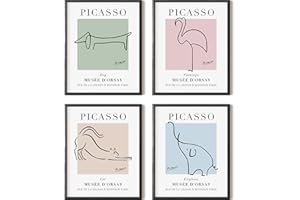 AIRANDS Pablo Picasso Wall Art Prints, Pastel Animal Drawings, Eclectic Aesthetic Vintage Decor, Unframed, 8x10 Inch