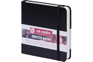 Talens Art Creation Paper - Skizzenbuch Schwarz 12x12cm 140g 80 Blatt - Ideal zum Zeichnen Journaling Urban Sketching - säurefreies cremefarbenes Papier