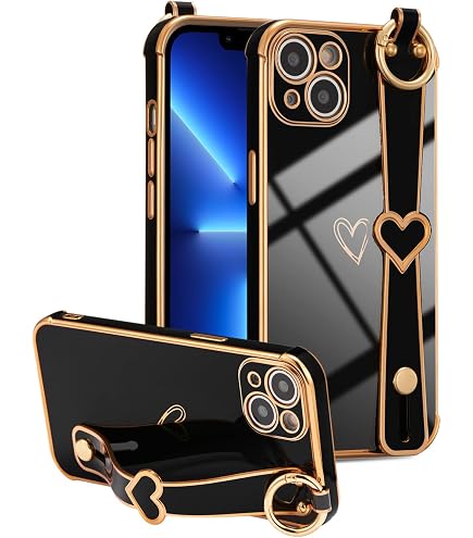ZTOFERA Compatibile con la nuova custodia per iPhone per ragazze e donne, custodia protettiva flessibile in silicone morbido con motivo a cuore, bordo dorato, antiurto, bianco