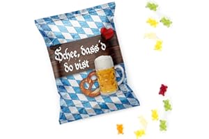 ‎LOGBUCH-VERLAG Oktoberfest Gummy Bears Set of 25 Mini Fruit Gum Bags Bavarian Decoration, Guest Gift, Decoration Birthday, Wiesn, Beer Festival, Table Decoration Bavarian, Oktoberfest Decoration, Give-Aways, 9 x 7