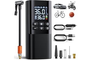 Dufuso 150PSI Mini Compresseur à Air Portatif, 7200mAh Gonfleur Pneus Voiture sans Fil, Gonfleur Electrique pour Vélo, Voiture,Moto, Balles, avec Lumière LED, Inflation Rapide, Arrêt Automatique