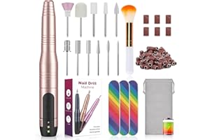 ‎HAPAW HAPAW Elektrische Nagelfräser Kabellos, 11 in 1 USB Aufladbar Profi Nagelfeile Maniküreset für Acryl-/ Gel-/ Naturnägel/Entfernen, Drehzahl Einstellbar Pediküre Maniküre Nagelknipser Set Nail Drill