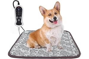 RC SLL Heated Cat Bed,Dog Heating Pad Puppy Heating Pad for Cats,Upgraded Adjustable Controller,Waterproof Cat Warming Pad Bed with Chew Resistant Steel Cord(Rose,45×45cm)