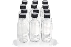 DIDITIME 12er Shot Flaschen Zum Befüllen, 60ml Mini Glasflaschen mit Deckel, Kleine Glasflaschen zum Befüllen, Kleine Glasflaschen für Öl, Likör, Saft & Ingwer mit Leicht zu befüllender Trichter