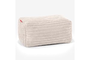 Lounge Pug - CORD - Bean Bag Footstool - Small - Ivory - (Size 20cm H x 35cm D x 45cm Wide)