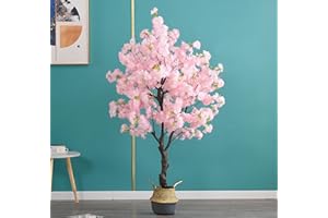 LZMZMQ Árbol Artificial Árbol De Caucho Artificial/árboles De Plástico De Flor De Cerezo Artificial Japonés Con Macetas De Bambú, Plantas De Imitación Extragrandes Y Altas, Decoración De Interior Y Exterior,