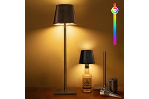 Jeebel 4-en-1 Lampe de Bouteille LED Dimmable, 5200mAh Lampe de Table Sans Fil en Métal avec Contrôle Tactile, IP54, Abat Jour de Bouteille Portable pour Restaurant Intérieur Extérieur Jardin Camping