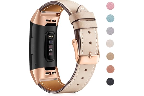 Mornex Bracelet Compatible Fitbit Charge 3 en Cuir,Bande de Remplacement Réglable Sangle Rechange Métal Connecteurs Accessoires Hommes Femmes