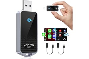 KINHANK Bezprzewodowy Adapter Carplay Android Auto 2w1, 5,8GHz CarPlay Android Auto Bezprzewodowy Adapter do iPhone'a iOS 10+ i Android 11+, Mini Carplay Dongle Konwertuje Wired AA/Carplay na Wireless,USB A/C