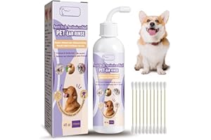 UTAPOSSIN Limpiador de Oídos para Perros y Gatos, Lavado de Oídos para Perros y Gatos, Pet Ear Rinse Drops, Elimina Eficazmente los Desechos, la Acumulación y el Olor de los Oídos, Alivia la Picazón