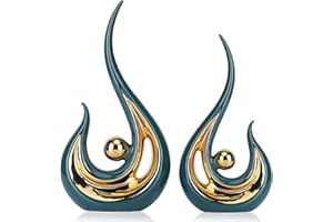 LCCCK Statua Color Foglia Di Tè, Decorazione per La Casa, Decorazione per La Casa, Decorazione per La Cucina, Decorazione Moderna per Tavolo, Arte Astratta in Ceramica per Supporto Tv, Decorazioni Da Tavolo