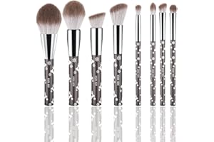 Zestaw pędzli do makijażu naturalnych kozich włosów firmy Luxury ENZO KEN, bardzo miękkie pędzle do cieni do powiek, duży zestaw pędzli do mieszania twarzy z płaską górą – płatek śniegu bożonarodzeniowy renifer zestaw prezentowy szary węglowy