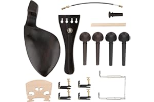 VGEBY Violinen-Zubehör, 4/4-Geigen-Montagesatz, Ahorn-Steg, Ebenholz-Stimmwirbel, Kinnhalter, Endpin-Mechaniken, Steg-Soundpost-Satz, Geigenteile-Zubehör