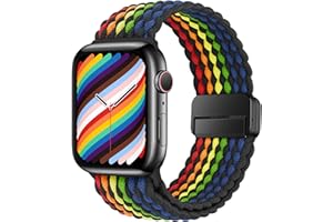 HITZEE Pasek do zegarka Apple Watch 49, 45, 44, 42, 41, 40, 38 mm, nylonowy, elastyczny, pleciony, z magnetycznym zapięciem, do modelu Apple Watch Ultra 2, serie 9, 8, 7, SE, 6, 5, 4