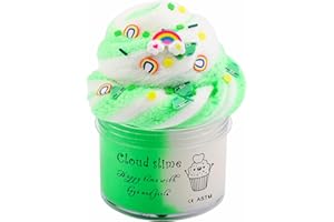 AXCOIUP Fluffy Cloud Slime for Girls Boys, with Rainbow Charms, Super Soft, Party Favors Slime Stress Relief Toys for Kids Education and Birthday Gift (7oz 200ML)