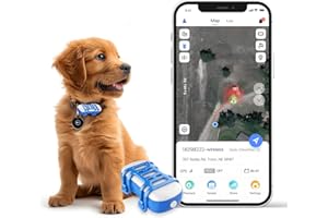 WANWAYTECH GPS per cani gatto GPS cane- Durata della batteria fino a 1 mese - Collare GPS - Localizzatore impermeabile, - Posizione globale in tempo reale, Notifiche anti-fuga, Recinti digitali e Notifiche