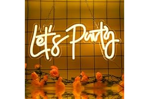Aslanka Let's Party Neon Sign, Neon Signs for Bedroom Wall Decor USB Powered Neon Light Wall Sign for Bedroom, 15.7 x 6.7 inch (Warm White)