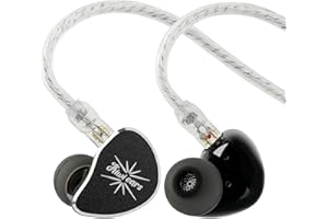 Linsoul Kiwi Ears Belle In Ear Monitor con Controlador Dinámico DLC de 10mm, Auriculares con Cable Plateado de Doble Capa, IEM Profesional para Escenario/Gaming/Producción Musical (con Mic, Negro)
