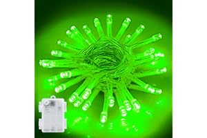 Gcstnn Halloween Green Fairy Lights Outdoor, 3M 30 LEDs Halloween Decor String Lights, Timer Function, IP65 Waterproof Battery Operated for Themed Party Carnival Outdoor/Indoor Decorations.