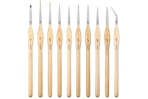 WLOT Lot de 10 pinceaux fins peinture de détail - Micro pinceaux miniatures figurines miniatures de 40 K, peinture de modèle, détails fins, figurines aquarelles à l'huile (Golden Maple Series)