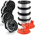 12Pcs Strimmer Spool for Black and Decker, Strimmer Line for Black and Decker GH600 GH900, 1.65mm Autofeed Line with Covers and Springs Spare Spools, Af-100 String Trimmer Spool Replacement