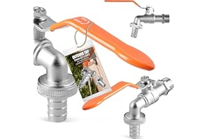 INSTALGURU Grifo de Jardín Aqua Universal Griferia de Exterior 1/2 x 3/4 Conexión Manguera 3/4 x 1/2 | Externo Válvula de Salida Bola Resistente al Óxido
