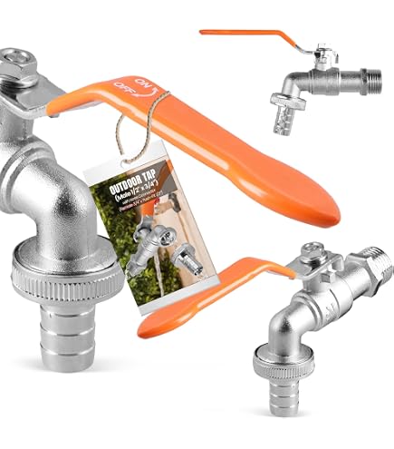 Rubinetto Da Giardino In Ottone Lucido TRCR - Filetti 1/2" X 3/4" Con Attacco Per Tubo - Sicuro Per Acqua Potabile