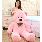 Sevgiliye HEDİYE- 160 cm İthal Kumaş Papyonlu DEV Boy Peluş Ayı Pembe