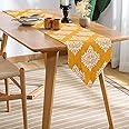 Urban Space 100% Cotton Dining Table Runner, Printed Anti Skid Runner for Dining Table, Center Table Runner, Table Runners Suitable for 4 Seater & 6 Seater Table (Size - 13" x 76", Motif Mustard)