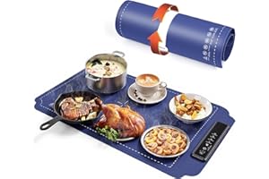 Vankarr Elektrische Warmhalteplatte für Speisen, 40-100℃ Speisenwärmer Elektrisch Wärmeplatte Essen Faltbare Silikon Warmhaltetablett mit Nano-Silikonmaterial Heizplatte Warm Halten oder Auftauen