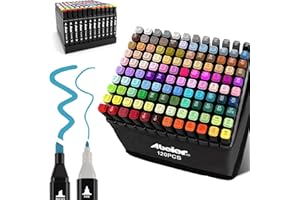 ABEIER Rotulador,120 Colores Marcadores Manga Creativos Rotulador Alcohol Rotuladores,Alcohol de Marker Pen, Doble ara Acuarela Graffiti para Principiantes Set