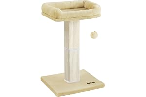 Feandrea kattträd med plyschplattform 40 x 30 cm, höjd 71 cm, med vävd sisal, bas 45 x 40 cm, beige PCA022M01
